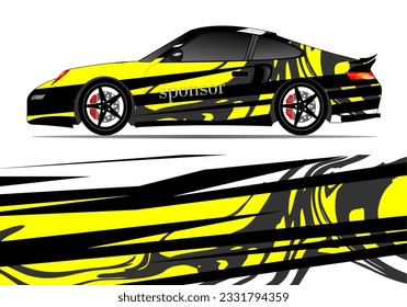 diseño de ajuste de coches con tema de color amarillo y negro