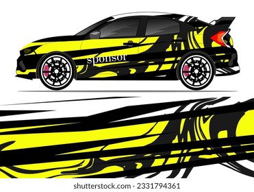car wrap design with yellow and black color theme