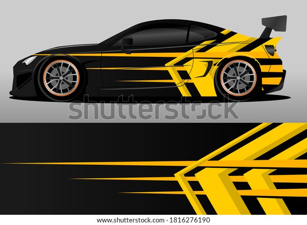 Car Wrap Design Yellow Black Color 库存矢量图（免版税）1816276190 | Shutterstock