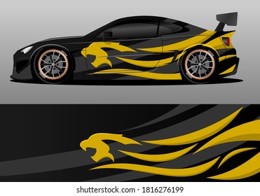 car wrap design with yellow tiger theme