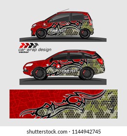 car wrap designs vector. abstract tribal with camouflage for vehicle vinyl sticker.