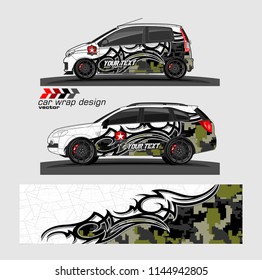 car wrap designs vector. abstract tribal with camouflage for vehicle vinyl sticker.