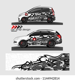 car wrap designs vector. abstract tribal with camouflage for vehicle vinyl sticker.