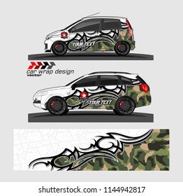 car wrap designs vector. abstract tribal with camouflage for vehicle vinyl sticker.