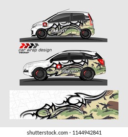 car wrap designs vector. abstract tribal with camouflage for vehicle vinyl sticker.