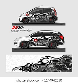 car wrap designs vector. abstract tribal with camouflage for vehicle vinyl sticker.