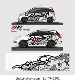 car wrap designs vector. abstract tribal with camouflage for vehicle vinyl sticker.