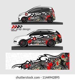 car wrap designs vector. abstract tribal with camouflage for vehicle vinyl sticker.