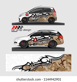 car wrap designs vector. abstract tribal with camouflage for vehicle vinyl sticker.
