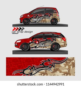 car wrap designs vector. abstract tribal with camouflage for vehicle vinyl sticker.