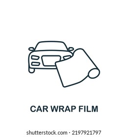 Car Wrap Film Icon. Line Simple Line Car Service Icon For Templates, Web Design And Infographics