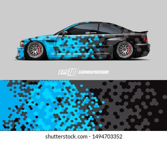 Car wrap graphic. Abstract racing strip and background for racing livery or daily use car vinyl sticker.