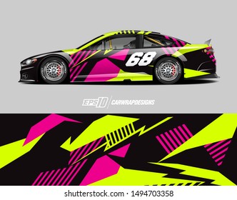 Car wrap graphic. Abstract racing strip and background for racing livery or daily use car vinyl sticker.
