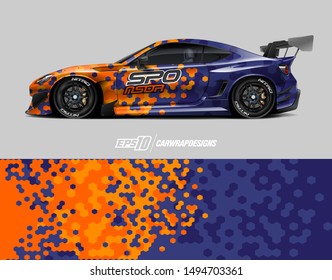 Car wrap graphic. Abstract racing strip and background for racing livery or daily use car vinyl sticker.