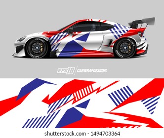 Car wrap graphic. Abstract racing strip and background for racing livery or daily use car vinyl sticker.