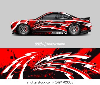 Car wrap graphic. Abstract racing strip and background for racing livery or daily use car vinyl sticker.