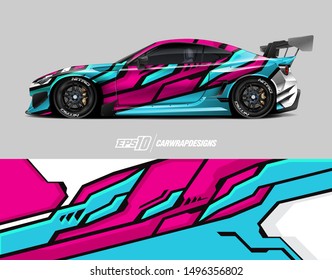 Car wrap graphic. Abstract racing strip and background for racing livery or daily use car vinyl sticker.