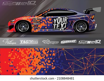 Car wrap graphic. Abstract racing strip and background for racing livery or daily use car vinyl sticker.