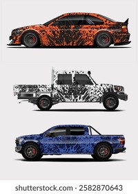 Car wrap graphic design. Abstract stripe creativity