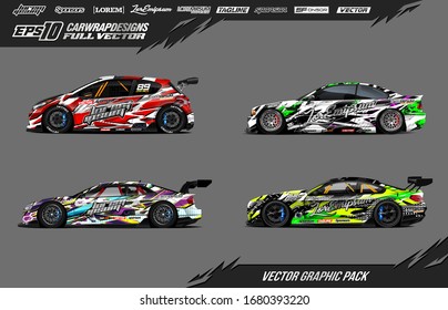 Paquete vectorial de diseño gráfico de envoltura de Camión. Antecedentes deportivos y de carreras. Pasos vectoriales completos 10