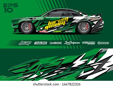 Car wrap graphic livery design vector. Abstract stripe racing background.