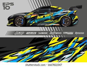 Car wrap graphic livery design vector. Abstract stripe racing background.