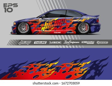 Car Wrap Graphic Livery Design Vector. Abstract Sporty And Racing Background. 