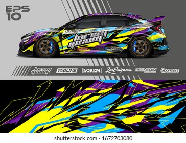 Car wrap graphic livery design vector. Abstract sporty and racing background. 