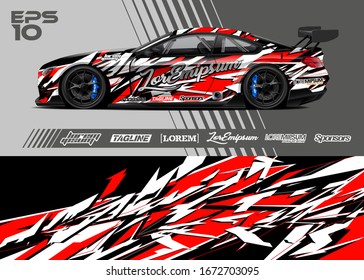 Car Wrap Graphic Livery Design Vector. Abstract Sporty And Racing Background. 