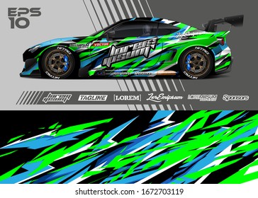 Car Wrap Graphic Livery Design Vector. Abstract Sporty And Racing Background. 