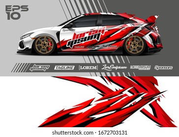 Car Wrap Graphic Livery Design Vector. Abstract Sporty And Racing Background. 