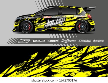 Car wrap graphic livery design vector. Abstract sporty and racing background. 