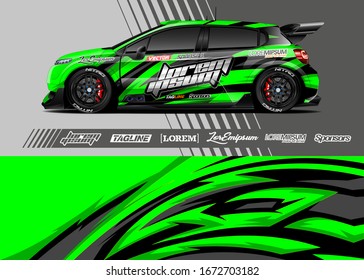 Car wrap graphic livery design vector. Abstract sporty and racing background. 