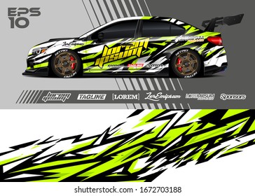 Car wrap graphic livery design vector. Abstract sporty and racing background. 