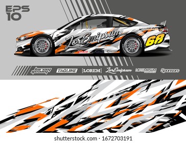 Car wrap graphic livery design vector. Abstract sporty and racing background. 