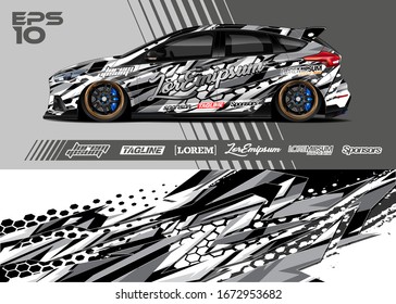 Car wrap graphic livery design vector. Abstract sporty and racing background. Full vector eps 10