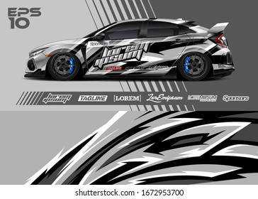 Car wrap graphic livery design vector. Abstract sporty and racing background. Full vector eps 10