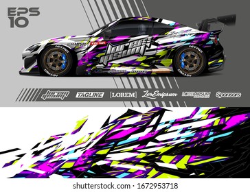 Car wrap graphic livery design vector. Abstract sporty and racing background. Full vector eps 10