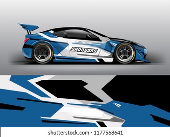 Car wrap graphic racing abstract blue strip background for wrap and vinyl sticker