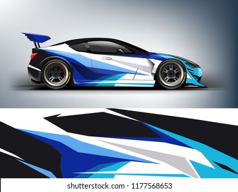 Car wrap graphic racing abstract blue strip background for wrap and vinyl sticker