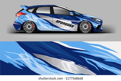 Car wrap graphic racing abstract blue strip background for wrap and vinyl sticker