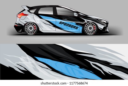Car wrap graphic racing abstract blue strip background for wrap and vinyl sticker