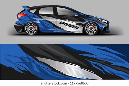 Car wrap graphic racing abstract blue strip background for wrap and vinyl sticker
