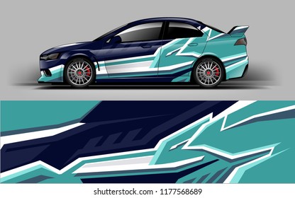 Car wrap graphic racing abstract blue strip background for wrap and vinyl sticker