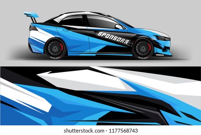 Car wrap graphic racing abstract blue strip background for wrap and vinyl sticker