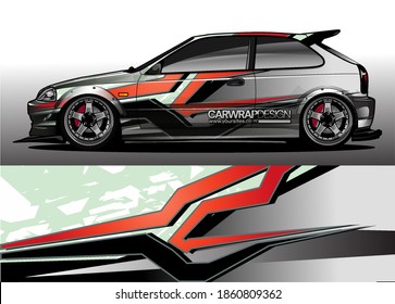 Ajuste del coche banda de carreras gráficas abstracta y fondo para el envoltorio de coche y pegatina de vinilo - Vector