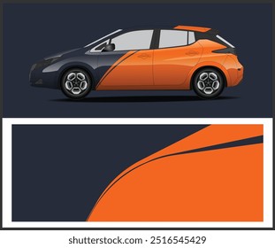 Car wrap graphic racing abstract background full car wrap design
