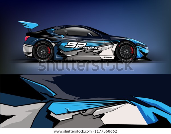 Car Wrap Graphic Racing Abstract Blue Stock Vector (Royalty Free ...