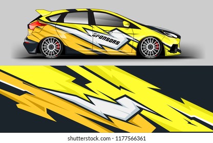 Car wrap graphic racing yellow abstract background for wrap and vinyl sticker