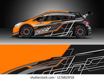 Car wrap graphic vector. Abstract stripe racing background kit designs for wrap vehicle, race car, rally, adventure and livery